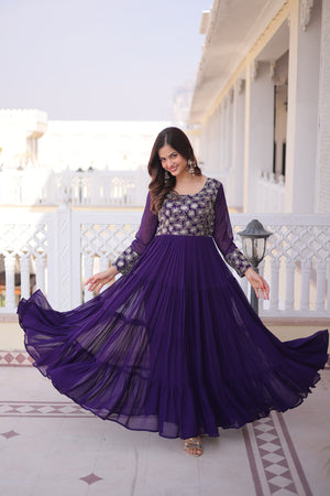 Wedding wear flared gown maroon