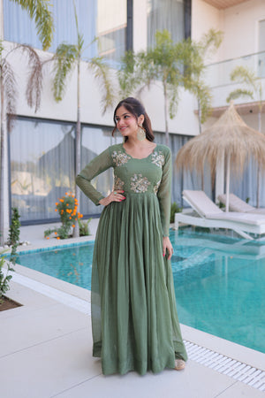 festive embroidered ethnic gown for women