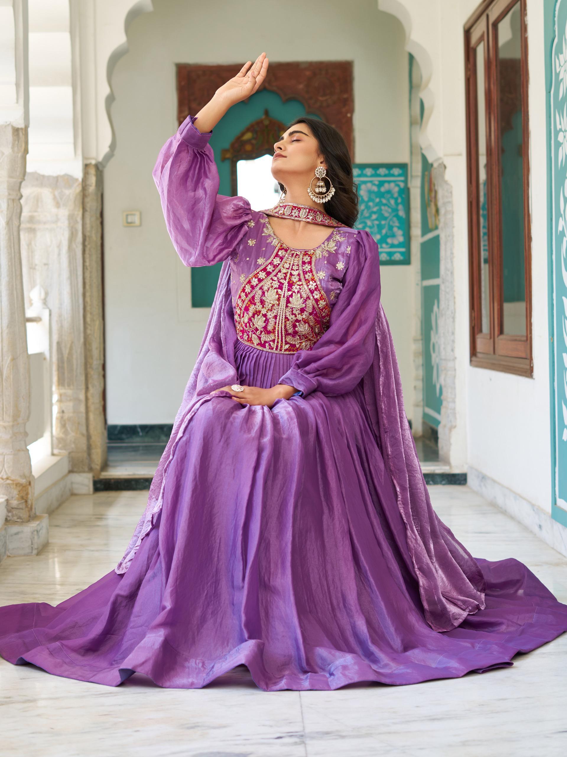 buy lavender embroidered gown online