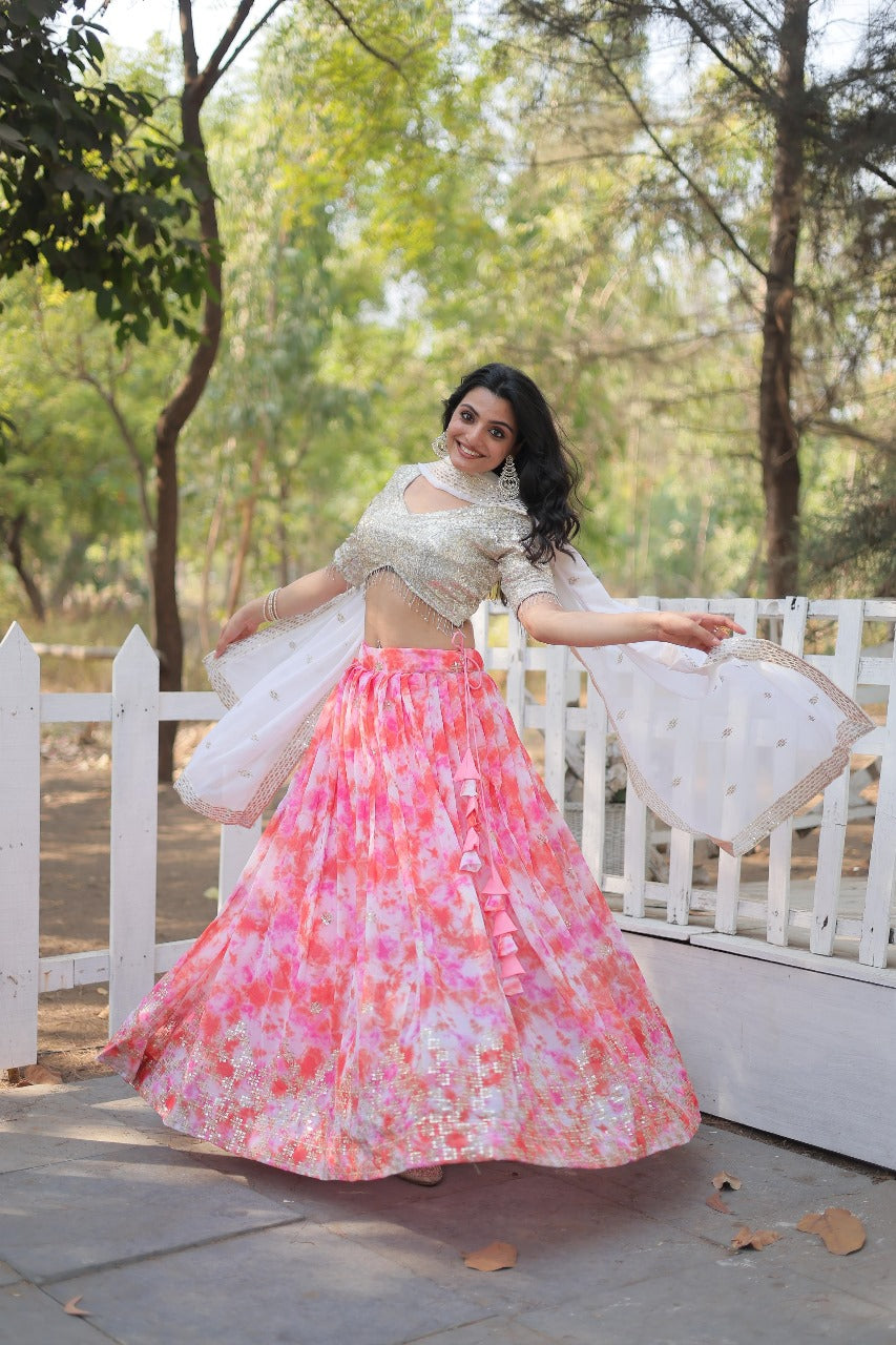 georgette lehenga with dupatta