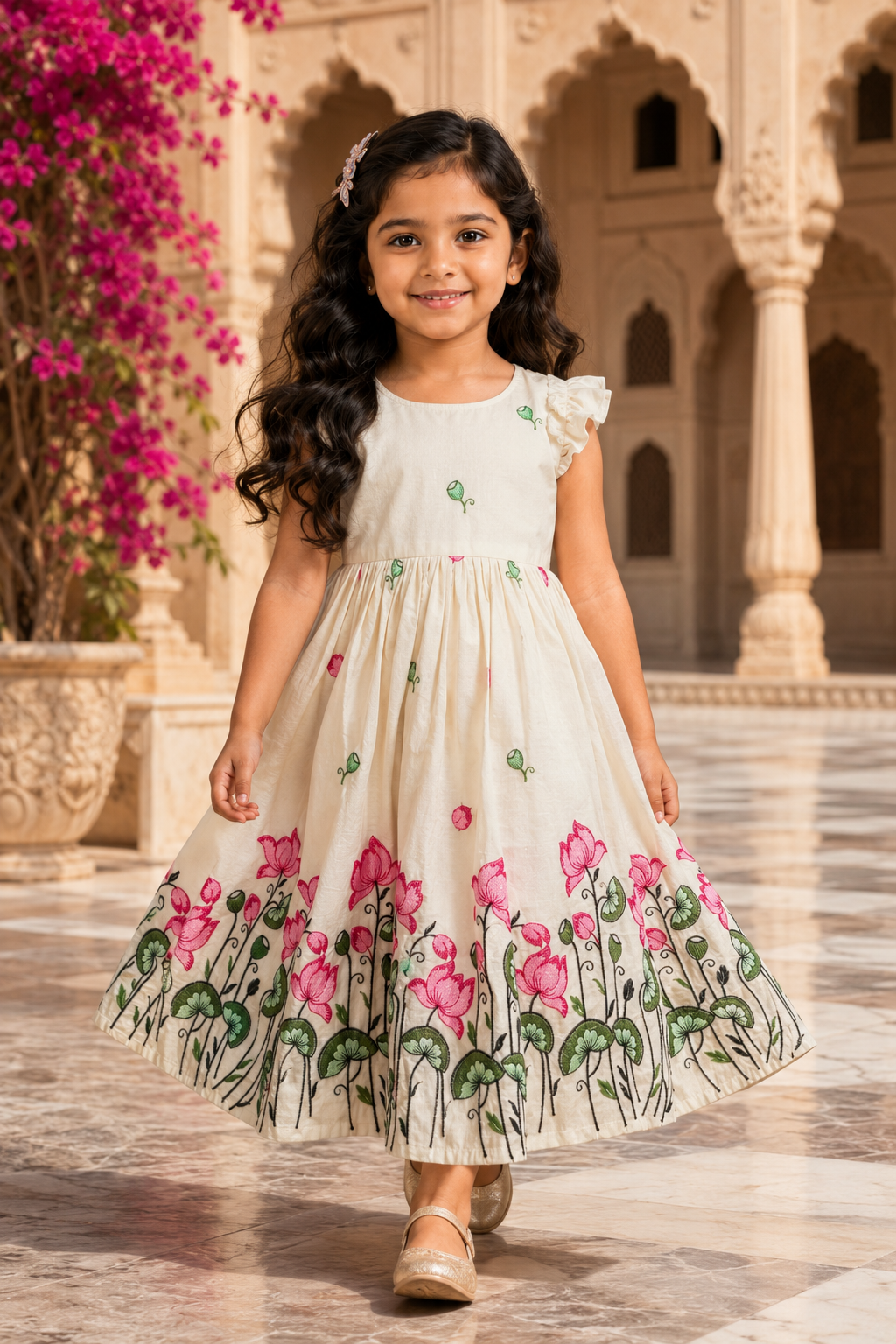 Festive Wear Girls Gown with Cotton Lining