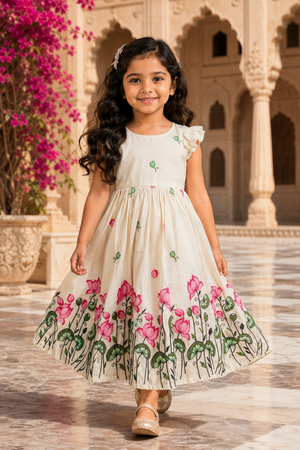 Festive Wear Girls Gown with Cotton Lining