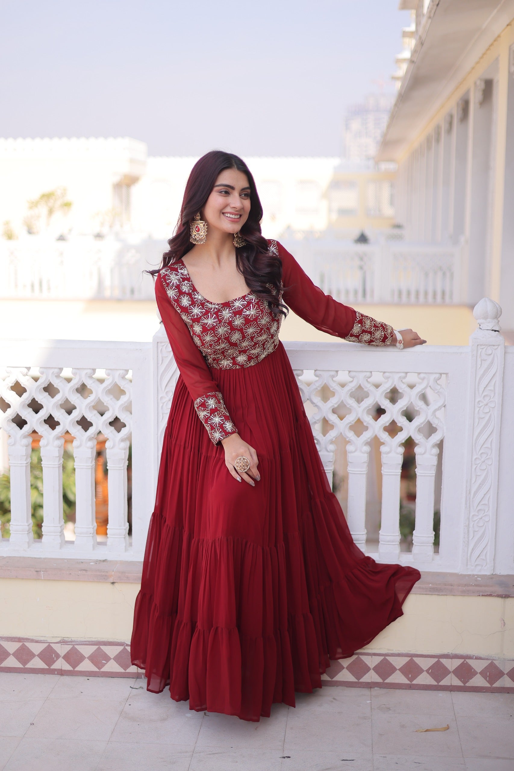 Elegant ethnic gown for festive wear