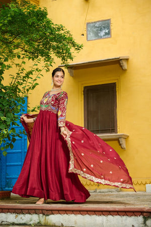 Gorgeous Maroon gown for weddings and festivals