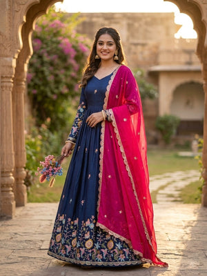 Full sleeves embroidered gown for women