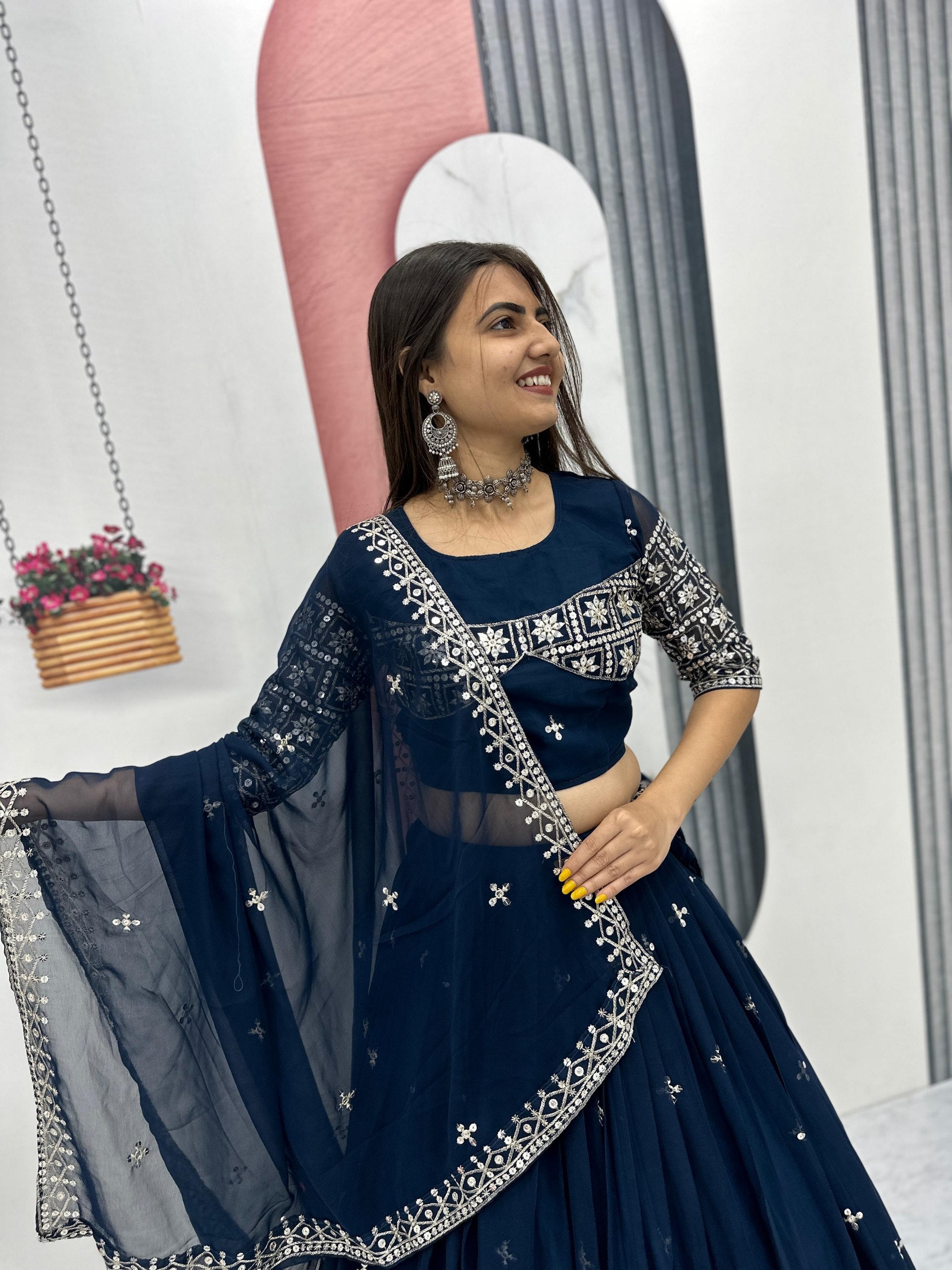 Wedding wear fox georgette lehenga choli set