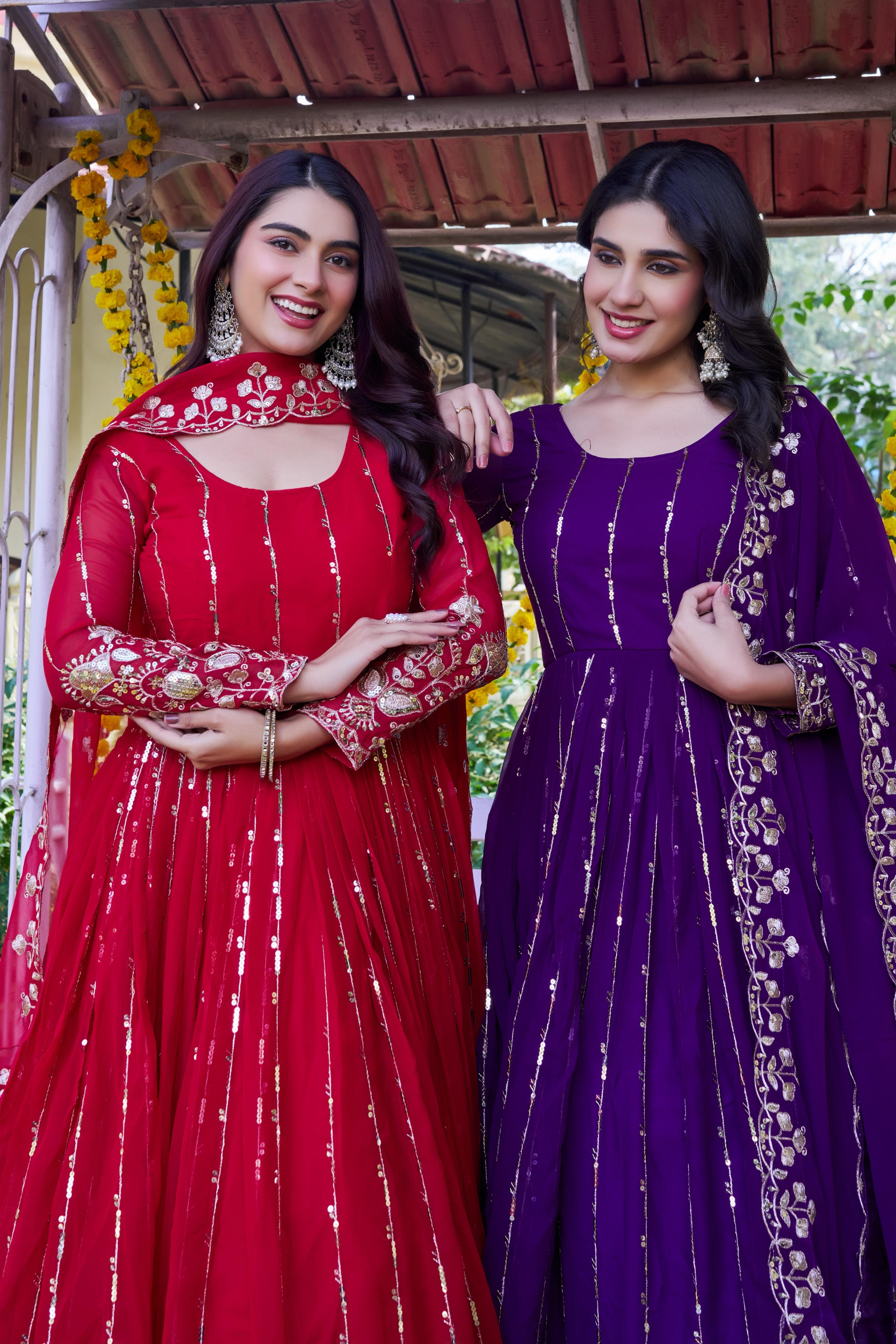 festive fox georgette gown with dupatta