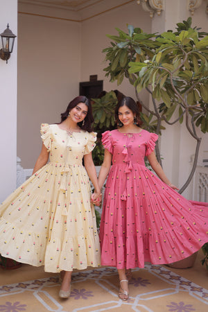 ethnic kurti with frill pattern sleeves
