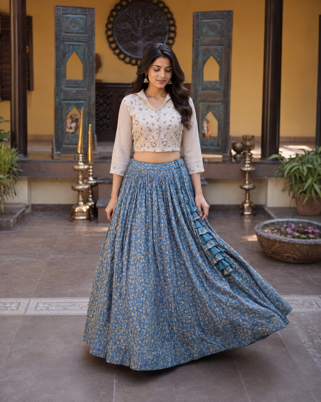 Designer Cosmos Jacquard Lehenga Choli for Wedding & Festive Wear