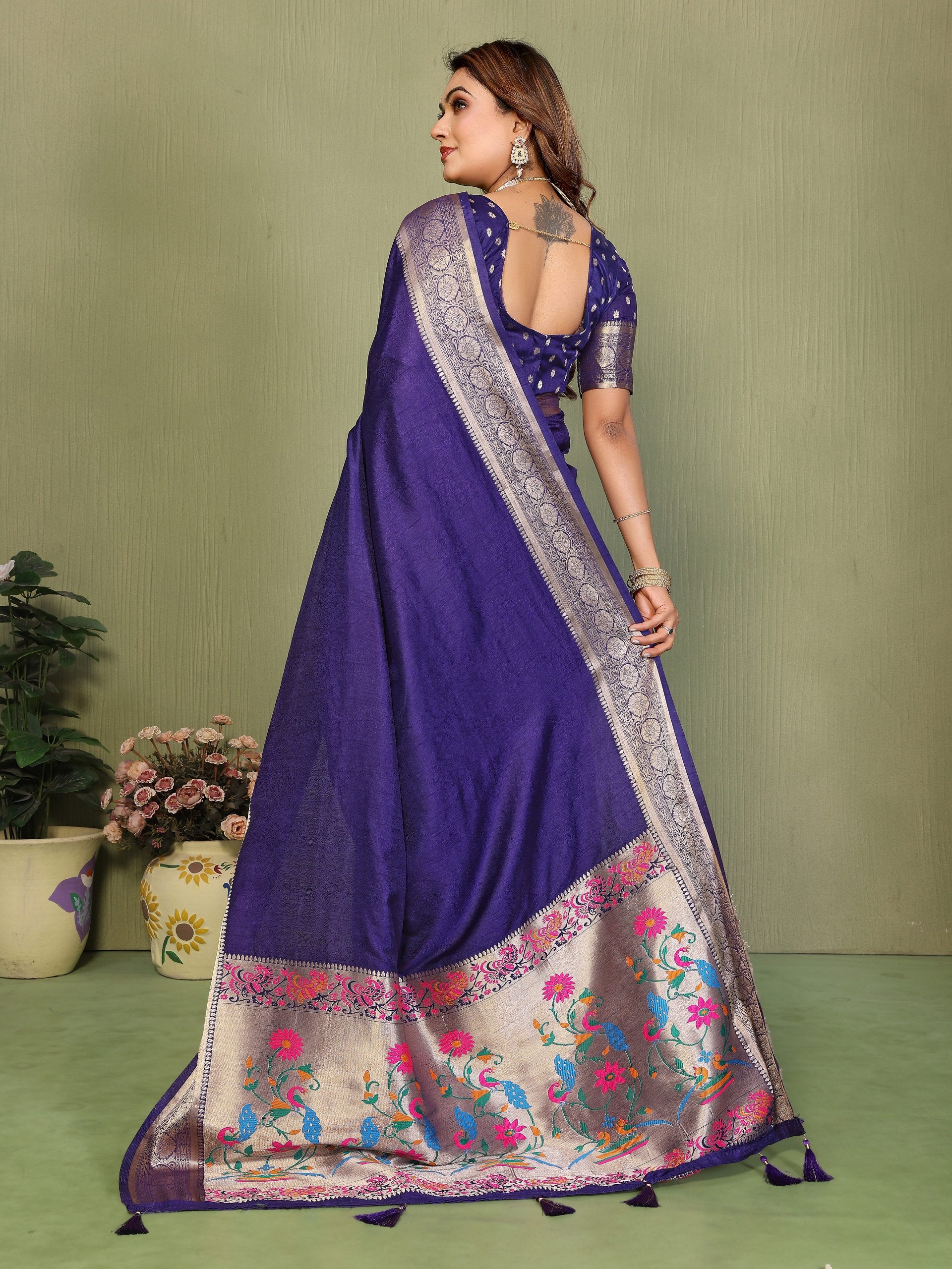 purple color paithani silk saree from maharashtra