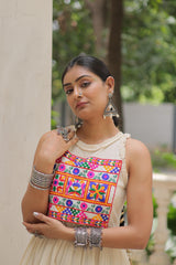 Navratri special off-white embroidered gown