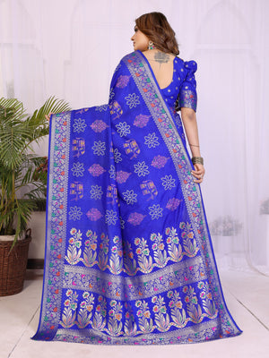 Designer Royal Blue Dola Silk Saree Buy Online India