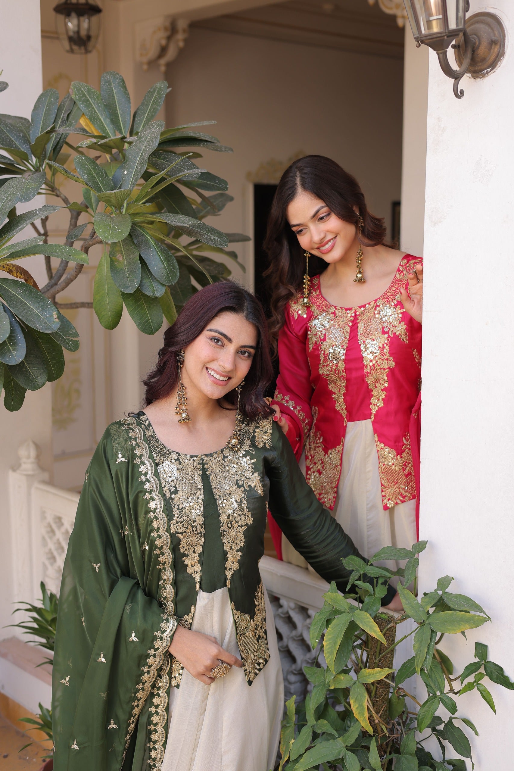 Festive wear flared gown with full sleeves