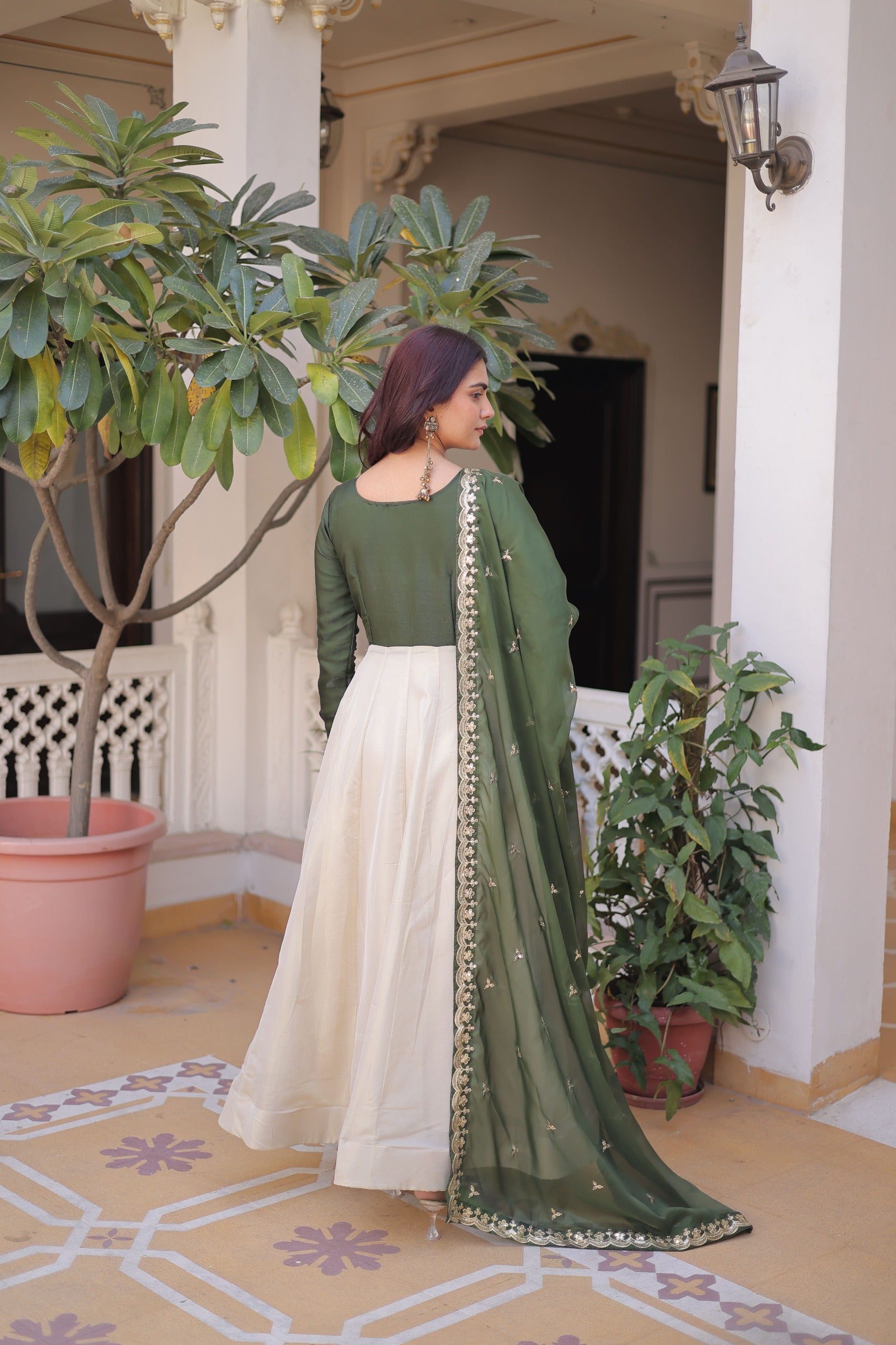 Traditional Indian embroidered gown for women