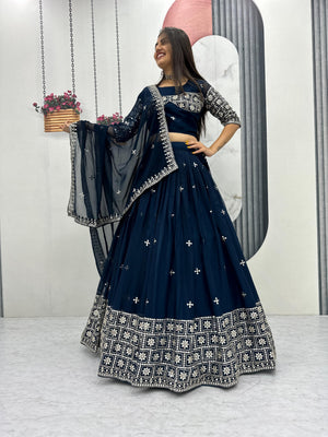 Fully stitched embroidered lehenga choli with dupatta