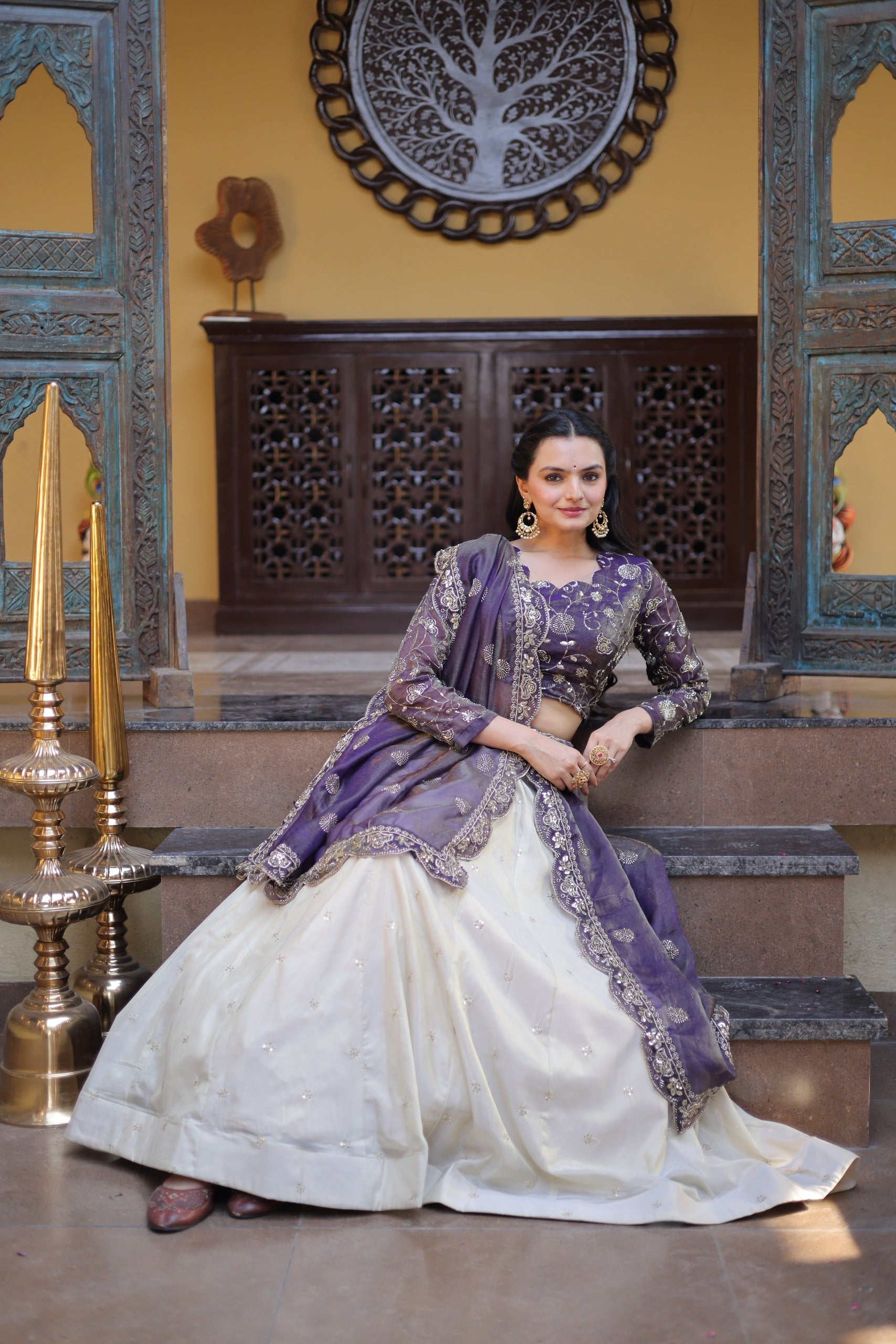ready to wear lehenga with stitched blouse full sleeves