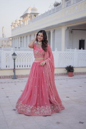 Wedding wear pink fendi silk lehenga for women