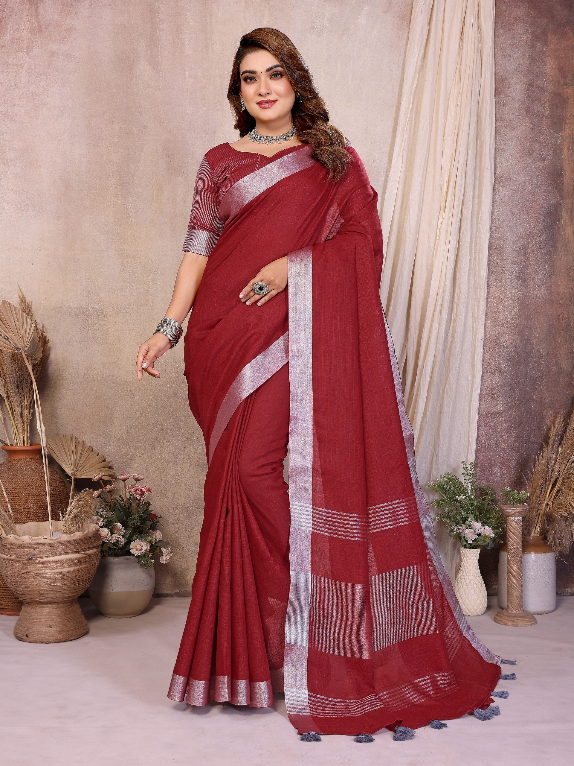buy linen cotton saree online India