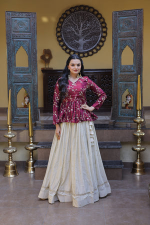 latest embroidered lehenga with crop top