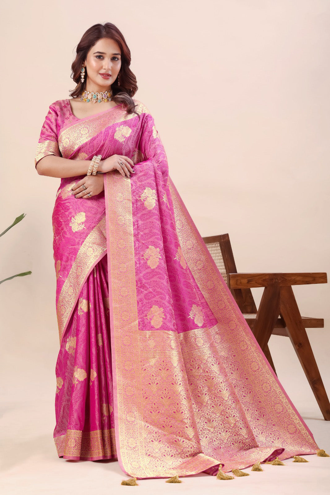 Festive Banarasi saree in vibrant colours