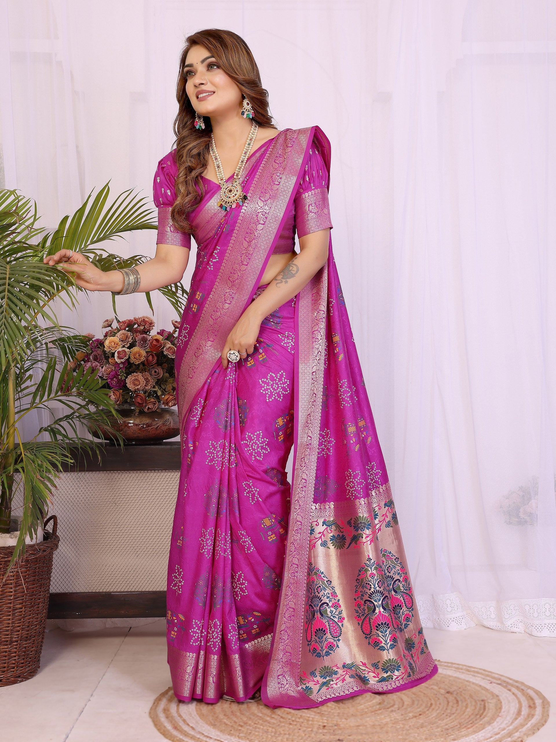 Designer Pink Dola Silk Saree Buy Online India