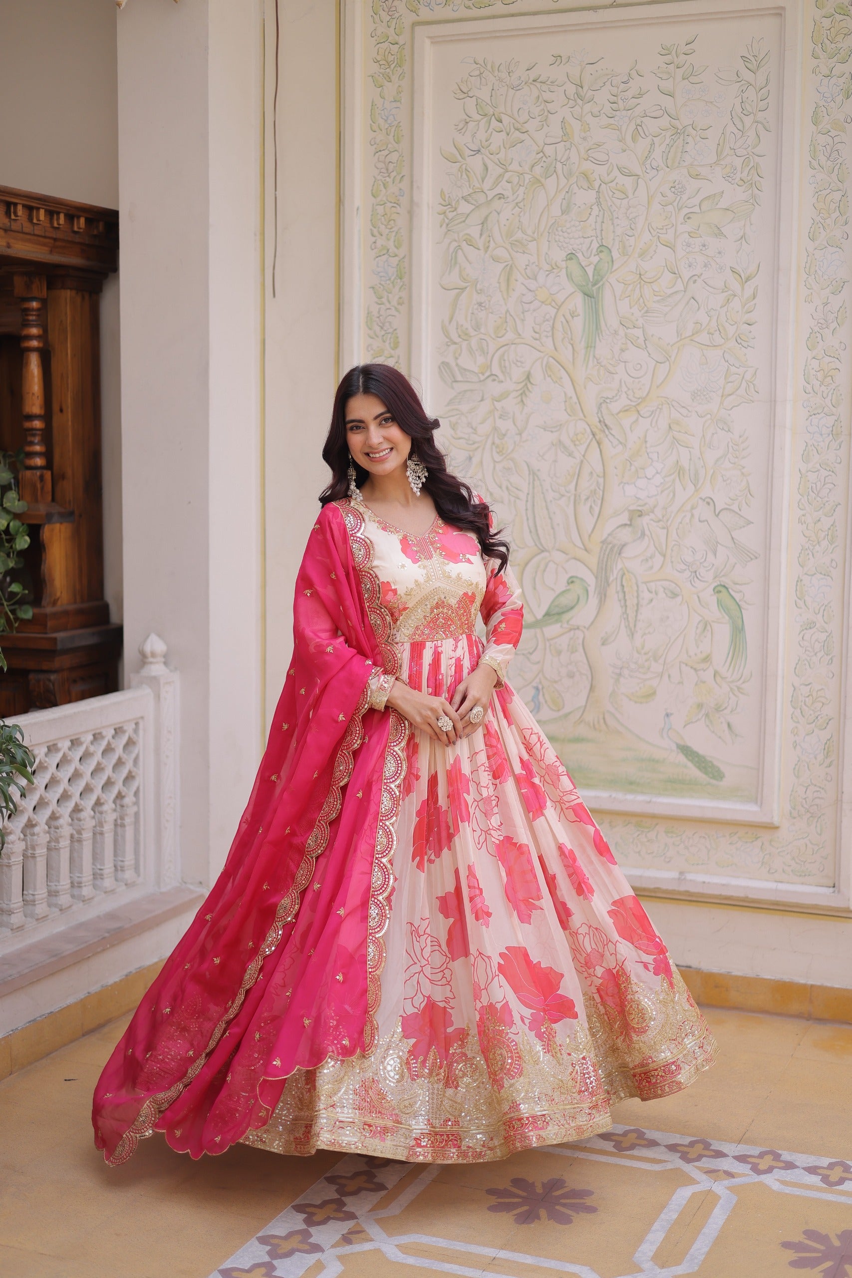 Wedding wear designer floral gown