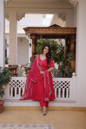 Festive kurti set with embroidery and comfortable pant design