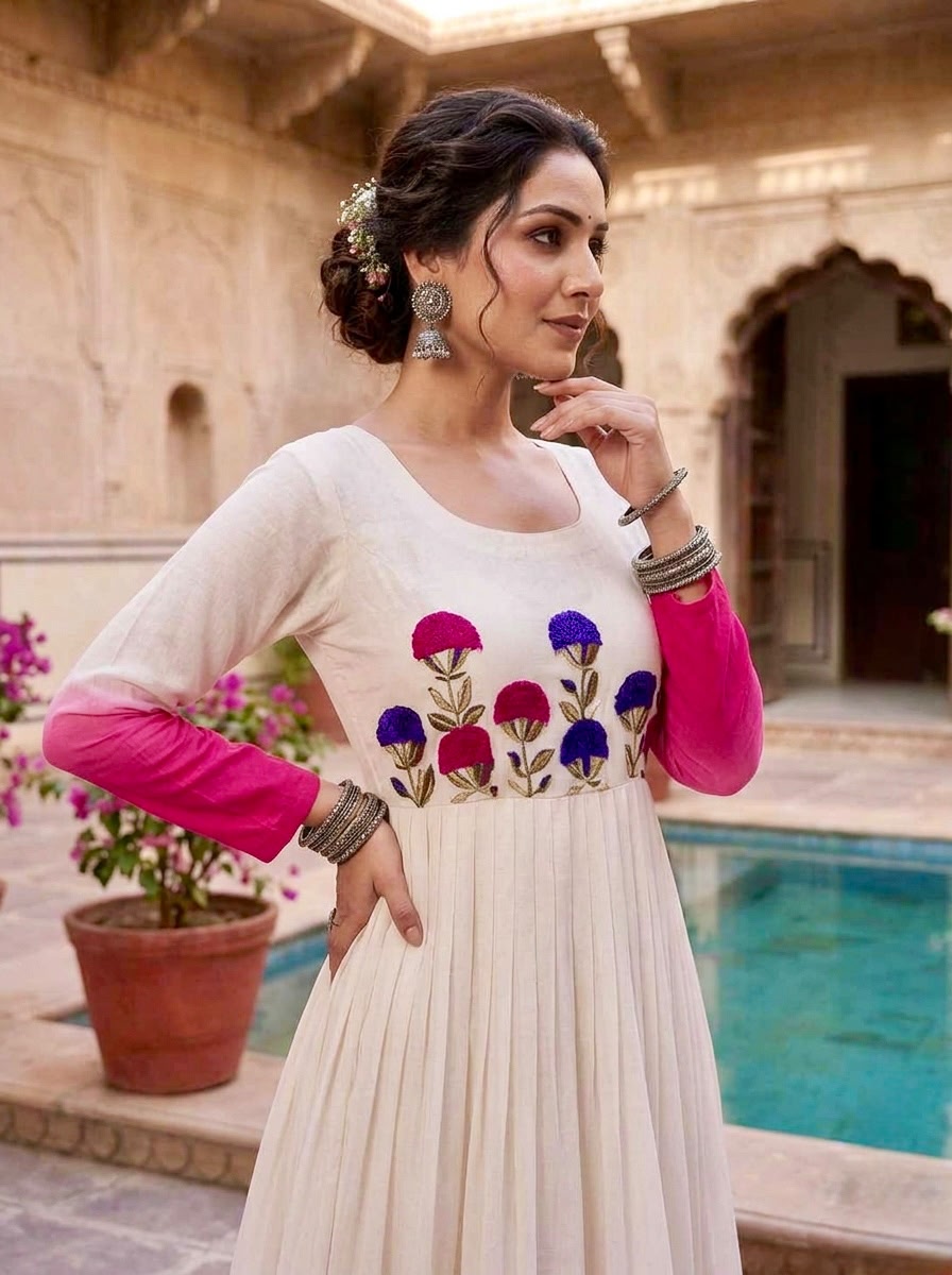 Elegant pink ethnic gown for wedding and festival wear
