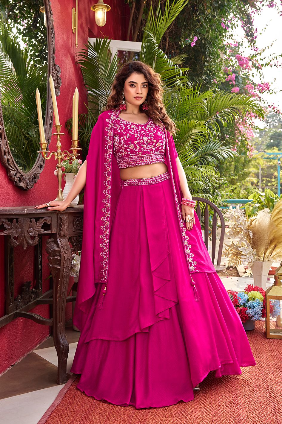 party wear vichitra silk lehenga