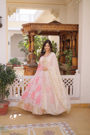 Latest pink embroidered gown online shopping India