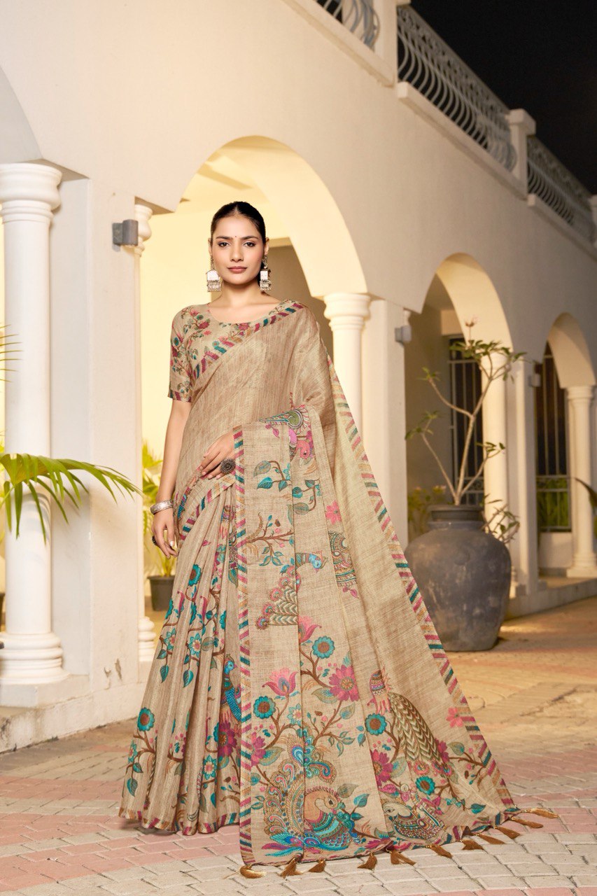 Traditional folk art peacock saree