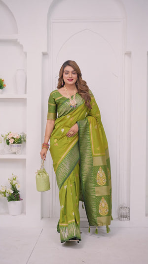 Party wear dual tone olive green saree