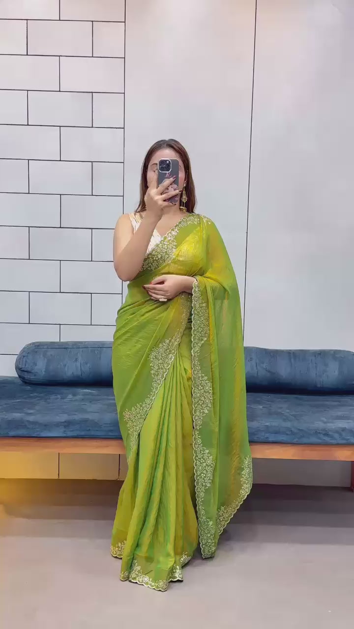 Elegant Fendy silk saree with matching blouse