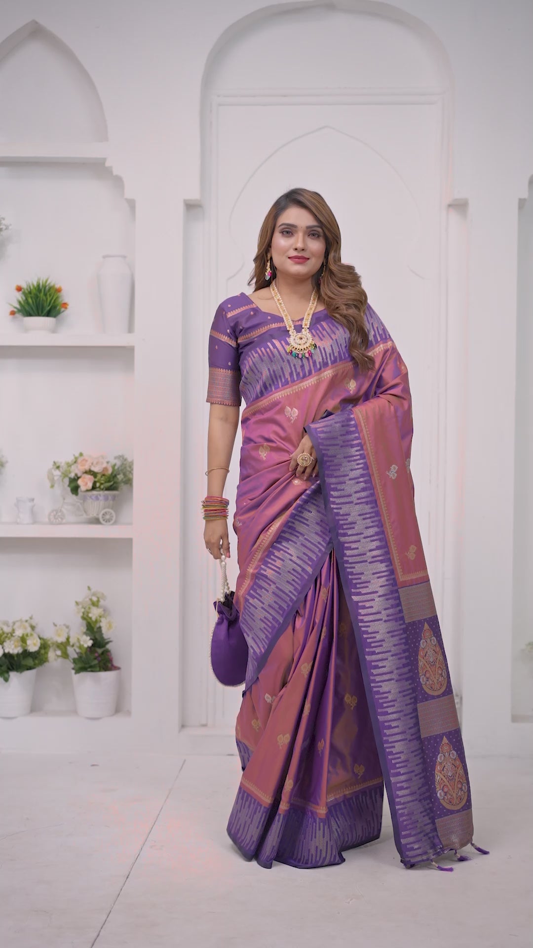 Latest designer south silk saree purple