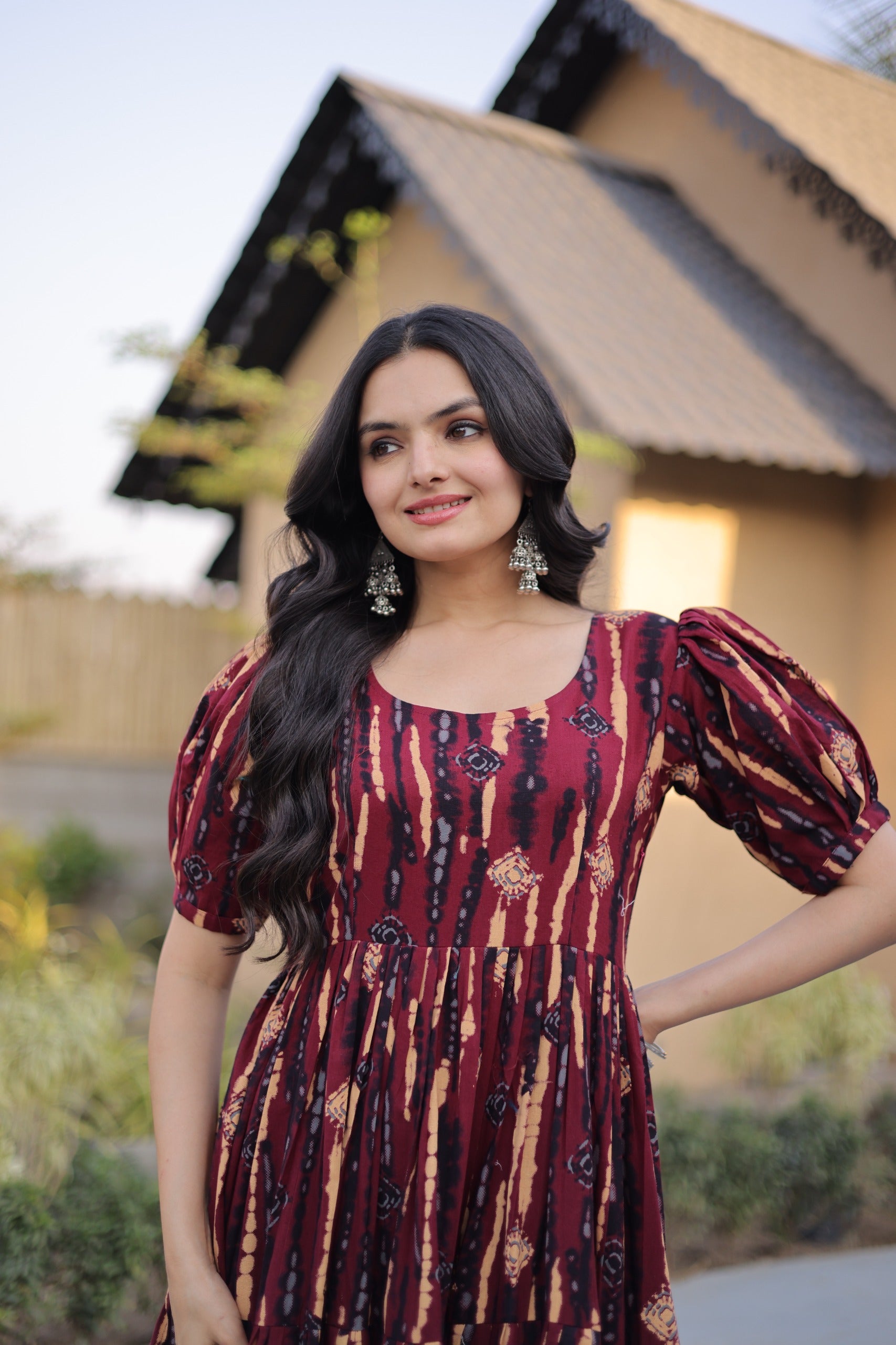 Round neck printed kurti stylish design