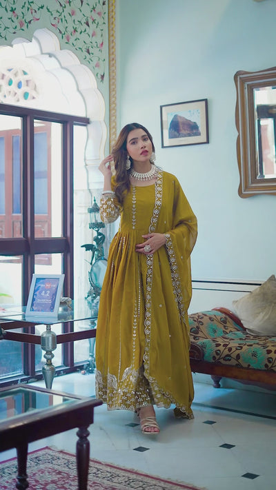 Wedding and Festive Wear Gown with Dupatta