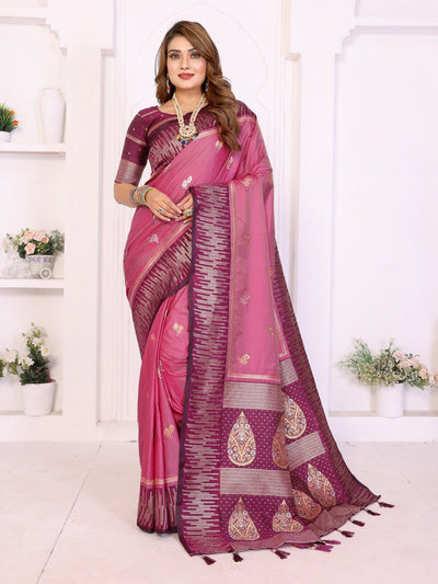 Latest designer south silk saree rose pink