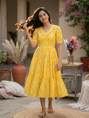 designer summer kurti gingham pattern