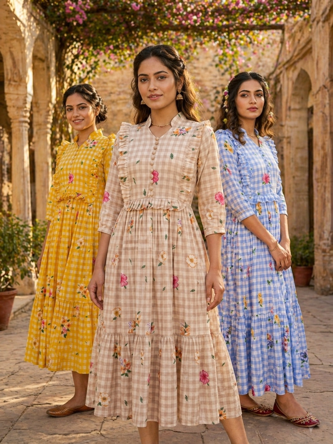 Elegant summer wear kurti with puff sleeves