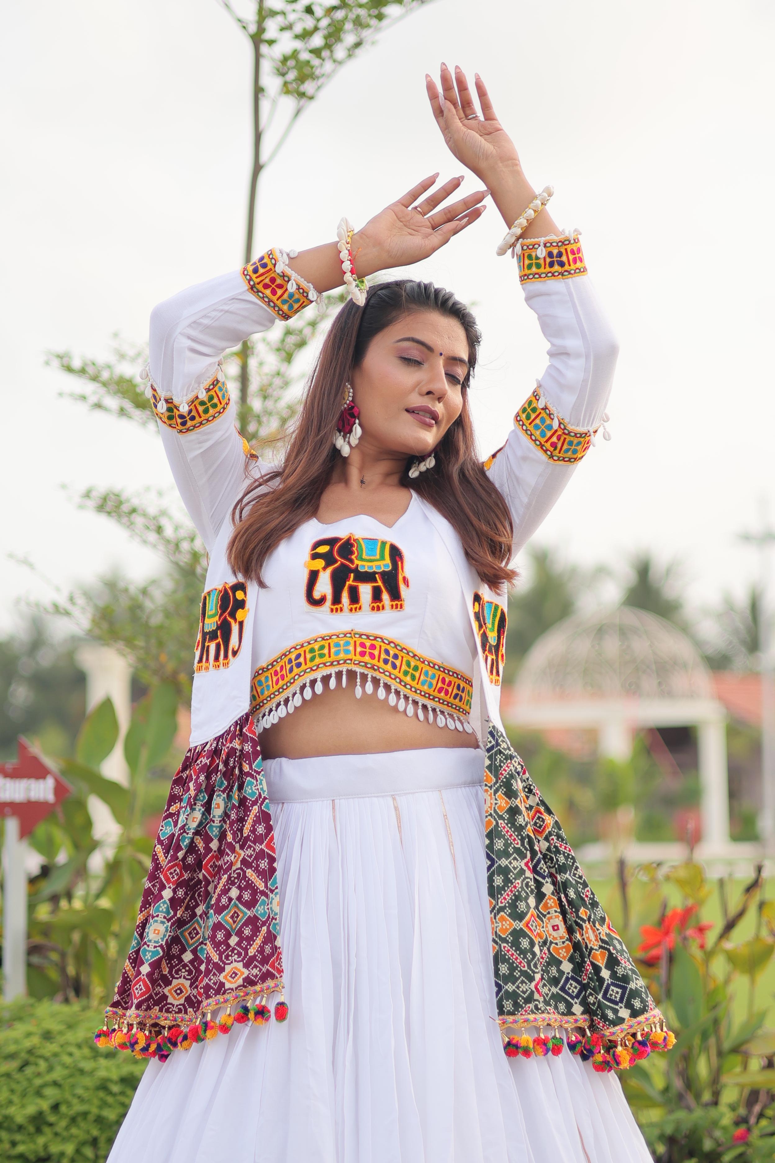 Traditional white lehenga for cultural events

