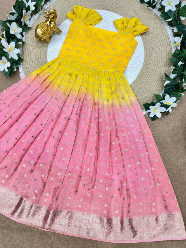Pure viscose bandhej gown set