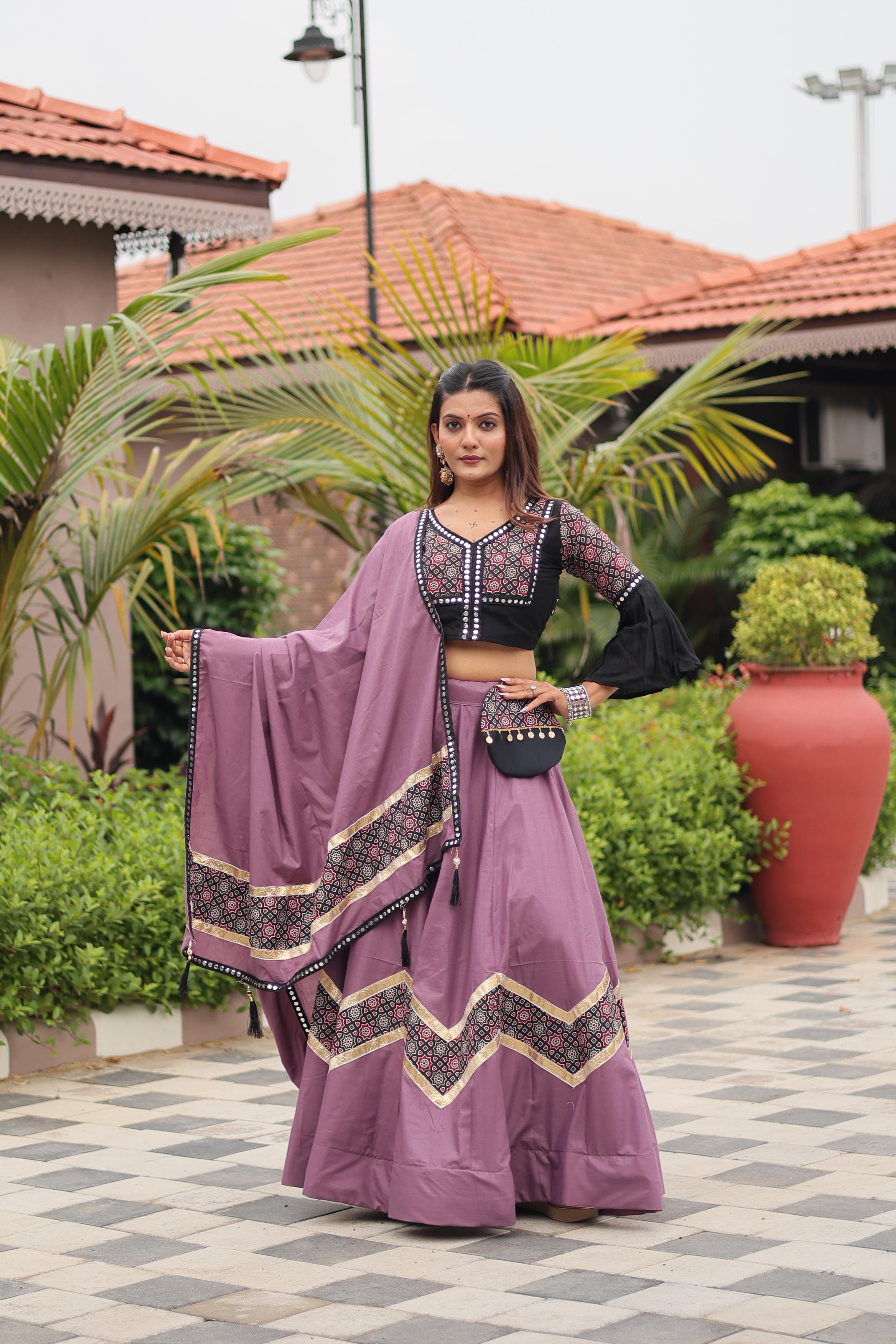 Wedding Special Ajarakh Lehenga Set with Purse