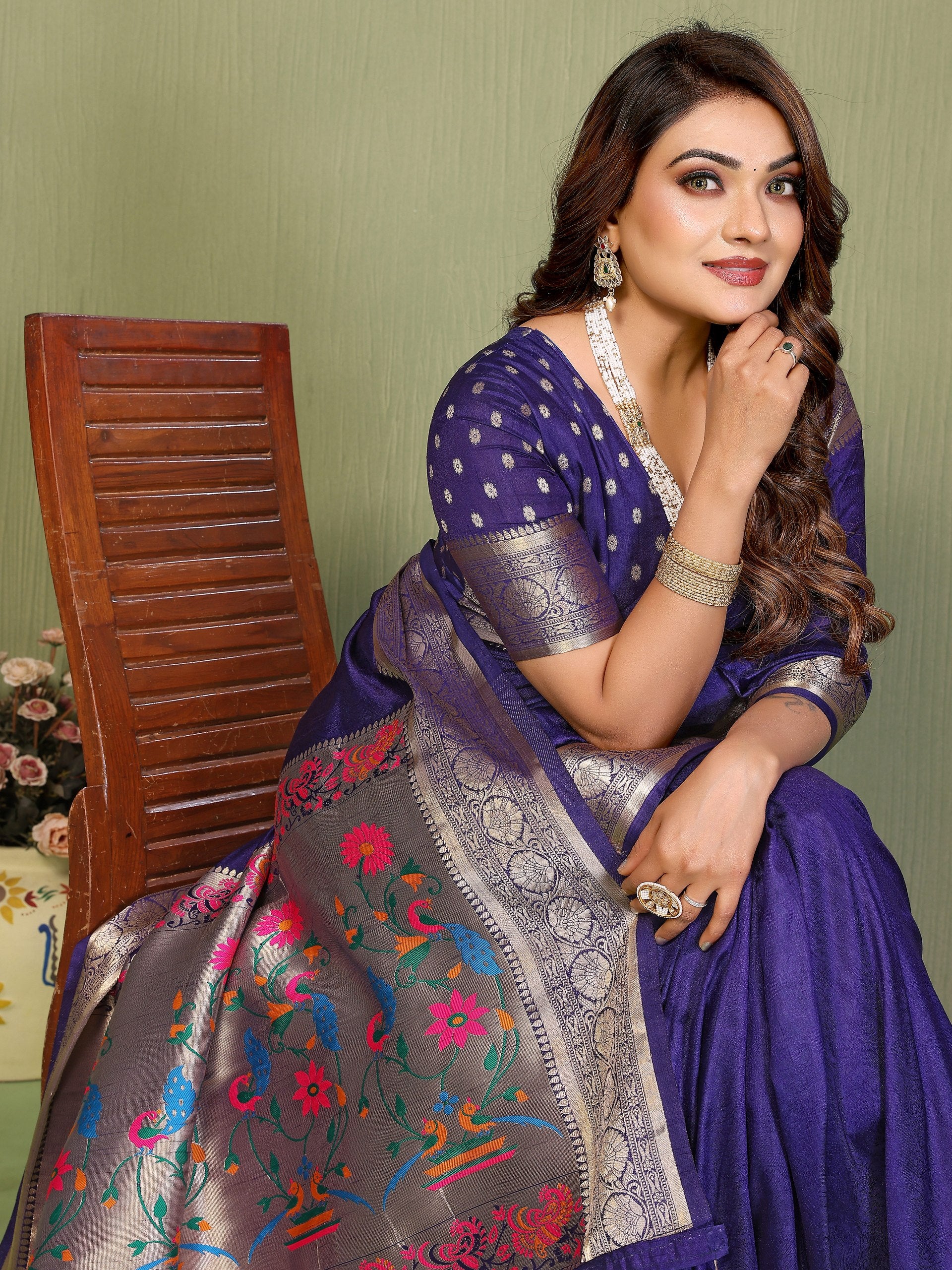 purple colour paithani silk sarees online
