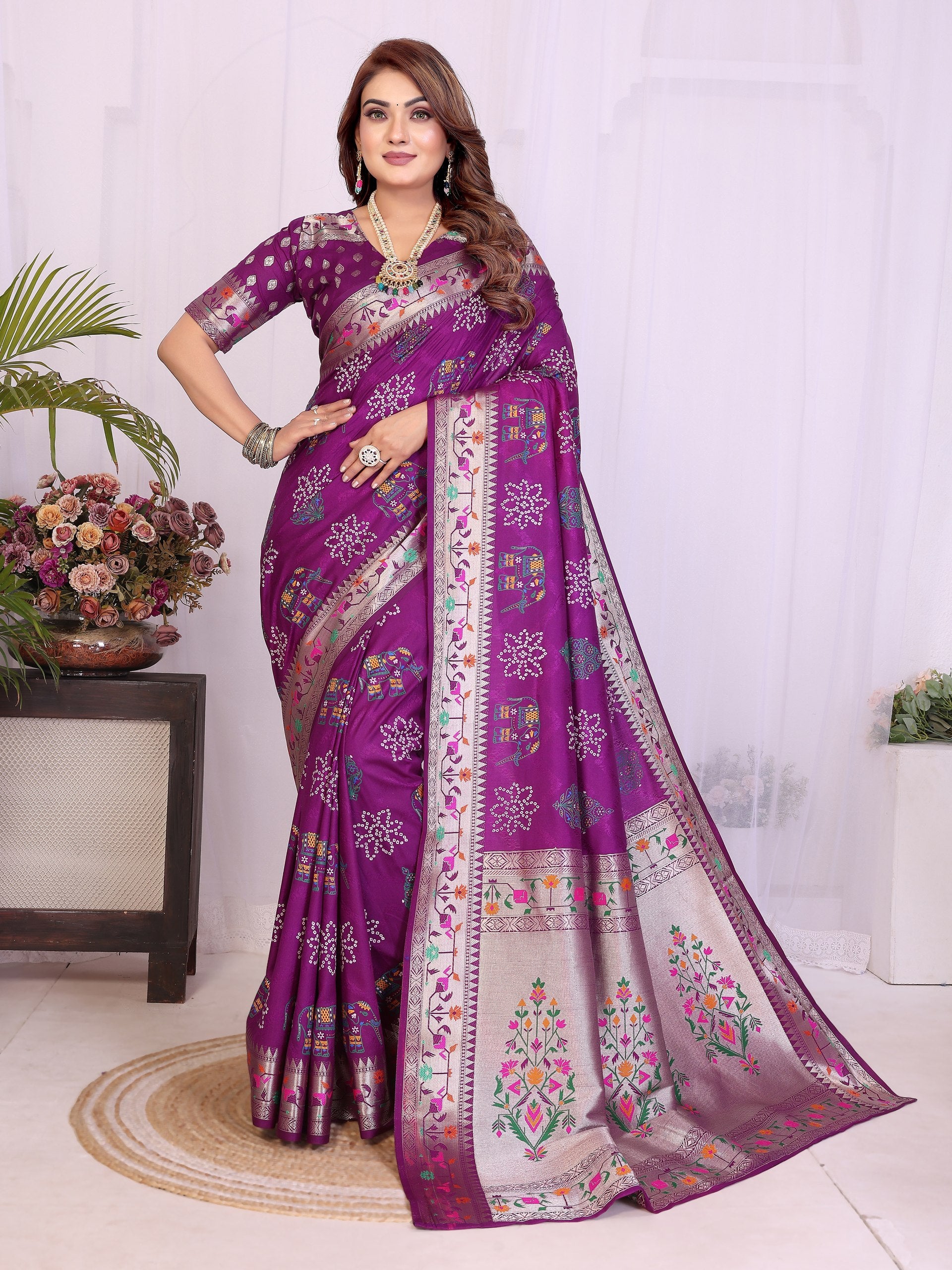 purple Lightweight Dola Silk Saree Online