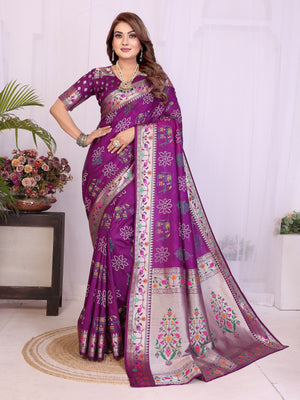 purple Lightweight Dola Silk Saree Online