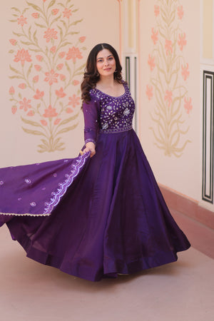 gold crush designer gown with dupatta