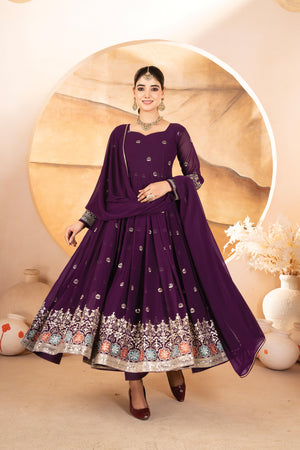 Indian ethnic wear purple party gown