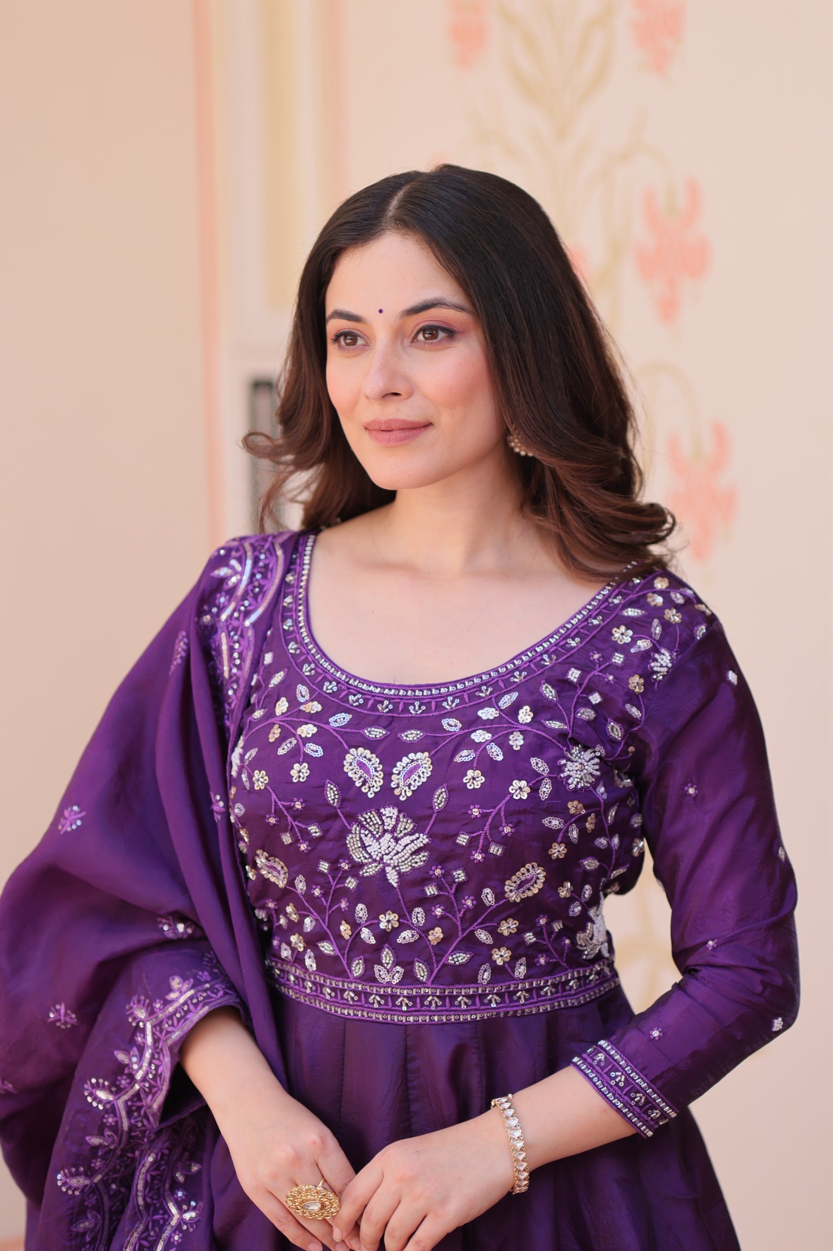 Gold Crush Embroidered Anarkali Gown with Dupatta | Vastralyn VASTRALYN Gold Crush Embroidered Anarkali Gown with Dupatta | Vastralyn VASTRALYN