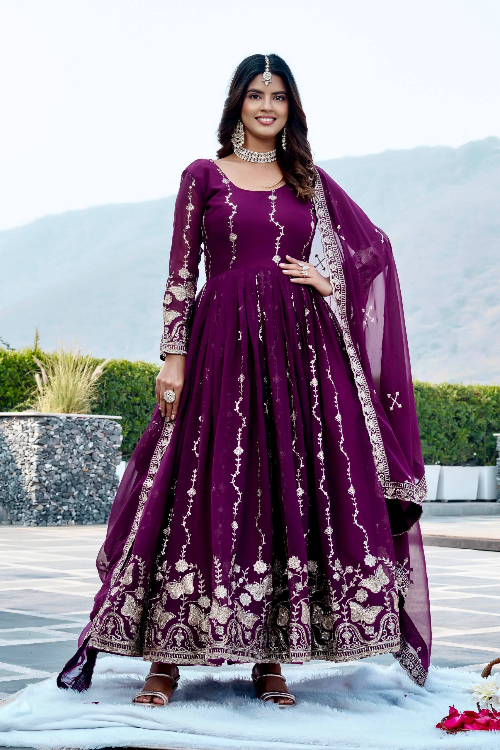 Traditional festive gown with dupatta