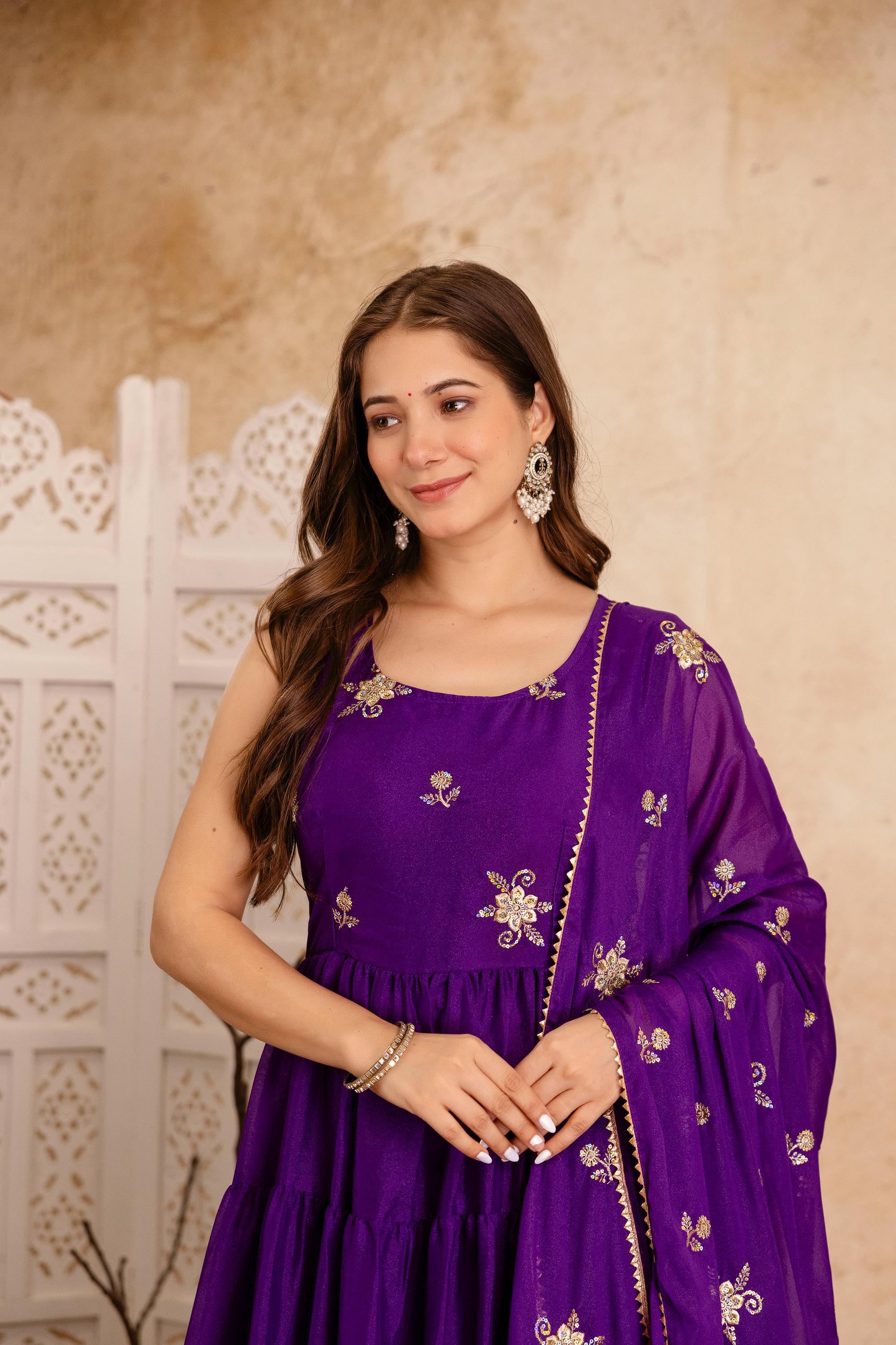 Close-up of heavy star georgette fabric with delicate embroidery